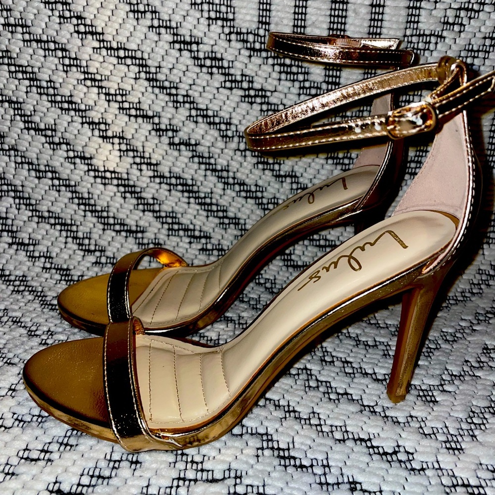 Gold strappy heels